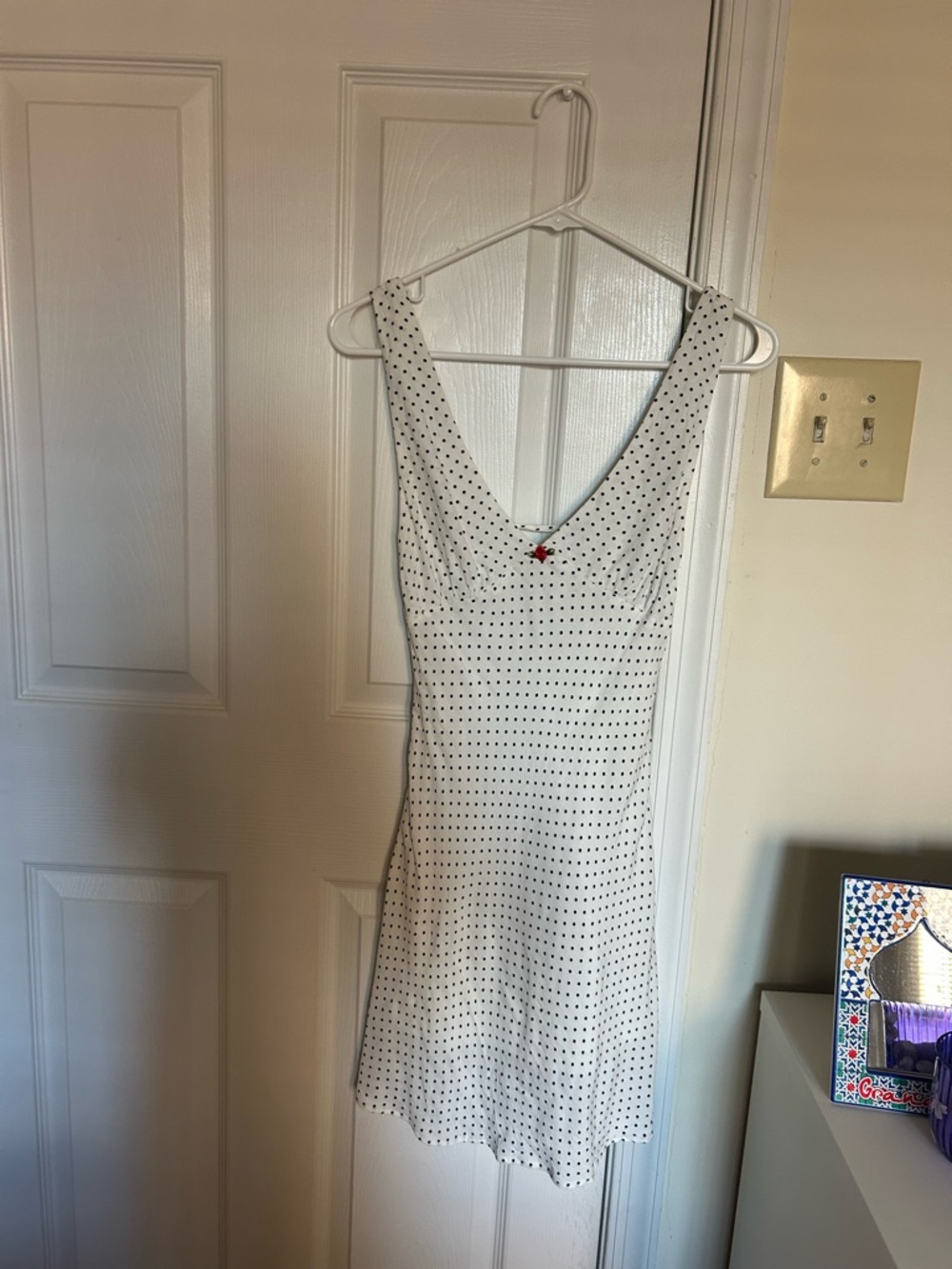 Berkshire White Polka Dot V‑Neck Slip Dress